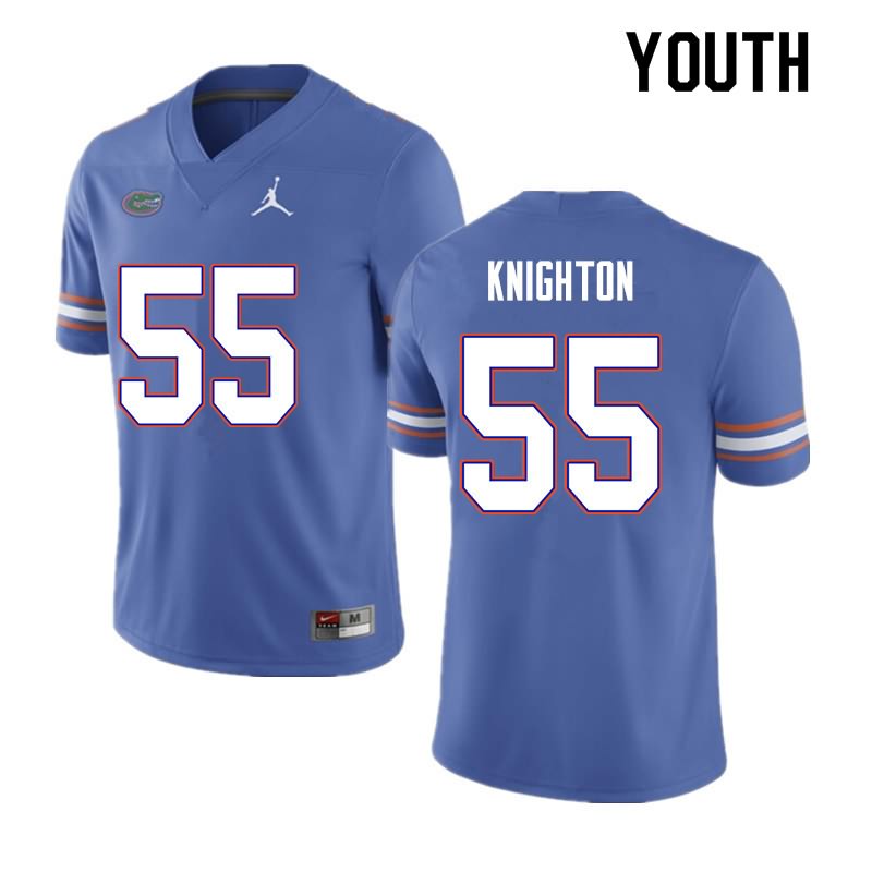 Youth NCAA Florida Gators Hayden Knighton #55 Stitched Authentic Nike Blue College Football Jersey MNP8365US